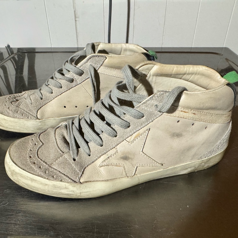 Golden Goose Cream and Gray Athletic Shoes